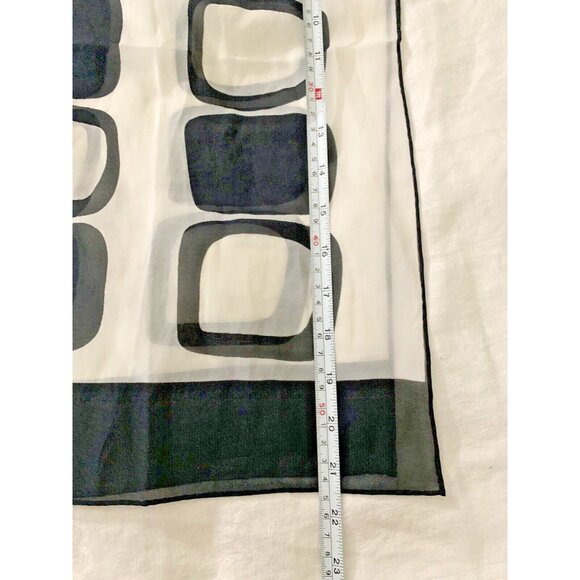 Vintage Sheer CELEBRITEES BY DESCO Black White Geo Design Polyester Neck Scarf - Picture 6 of 11